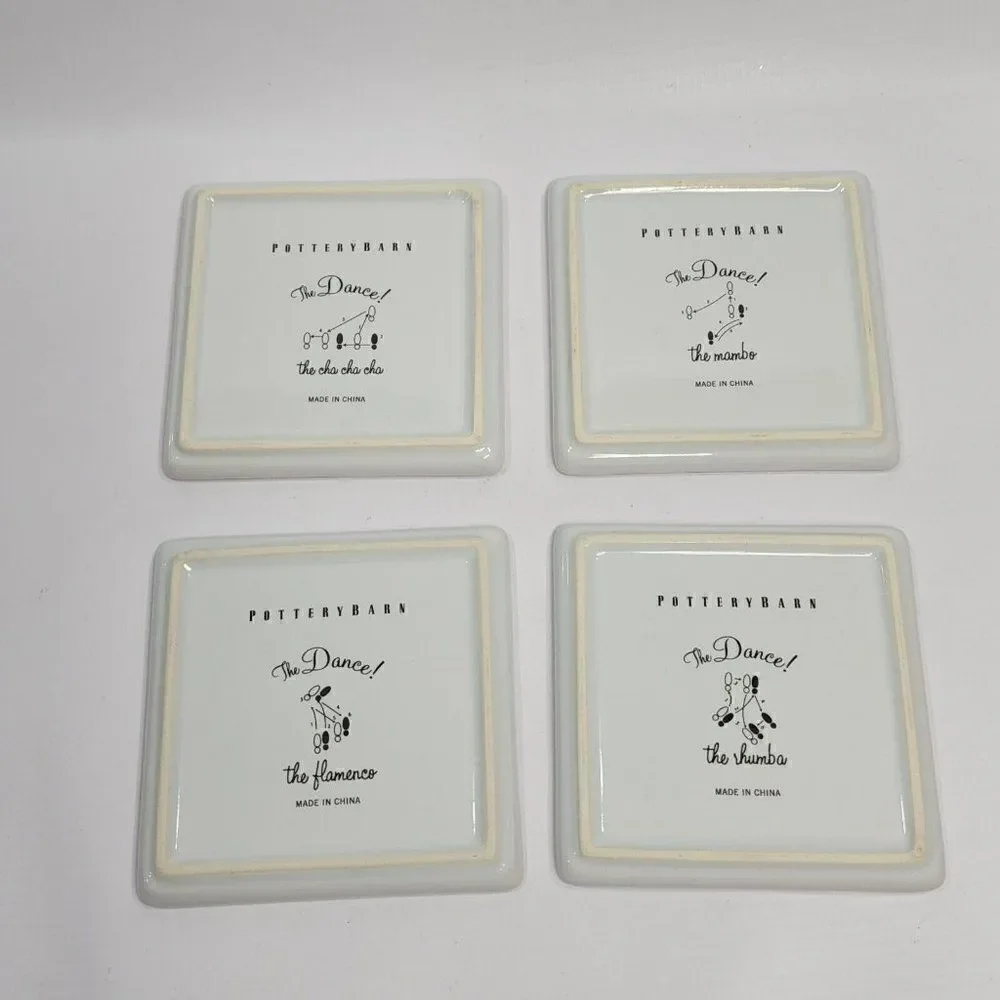 4 Pottery Barn Ceramic Coasters‎ 
